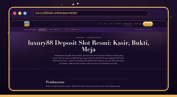 Jendela peramban menampilkan halaman pembayaran luxury88web.online
